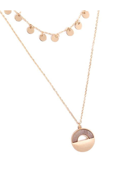 Dainty Layered Round Pendant Necklaces Set By DOBBI ( Variety Color