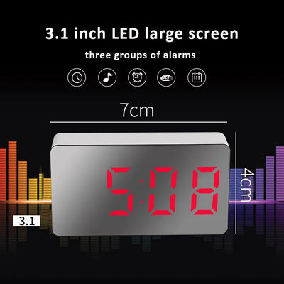 Electronic LED Mirror Digital Alarm Clocks