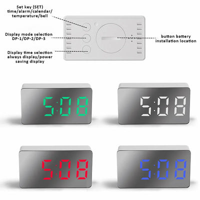 Electronic LED Mirror Digital Alarm Clocks