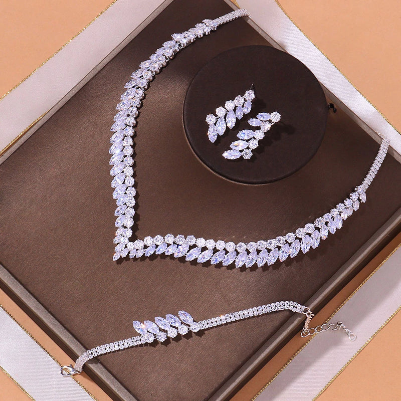 Luxury Zircon Wedding  Necklace Set